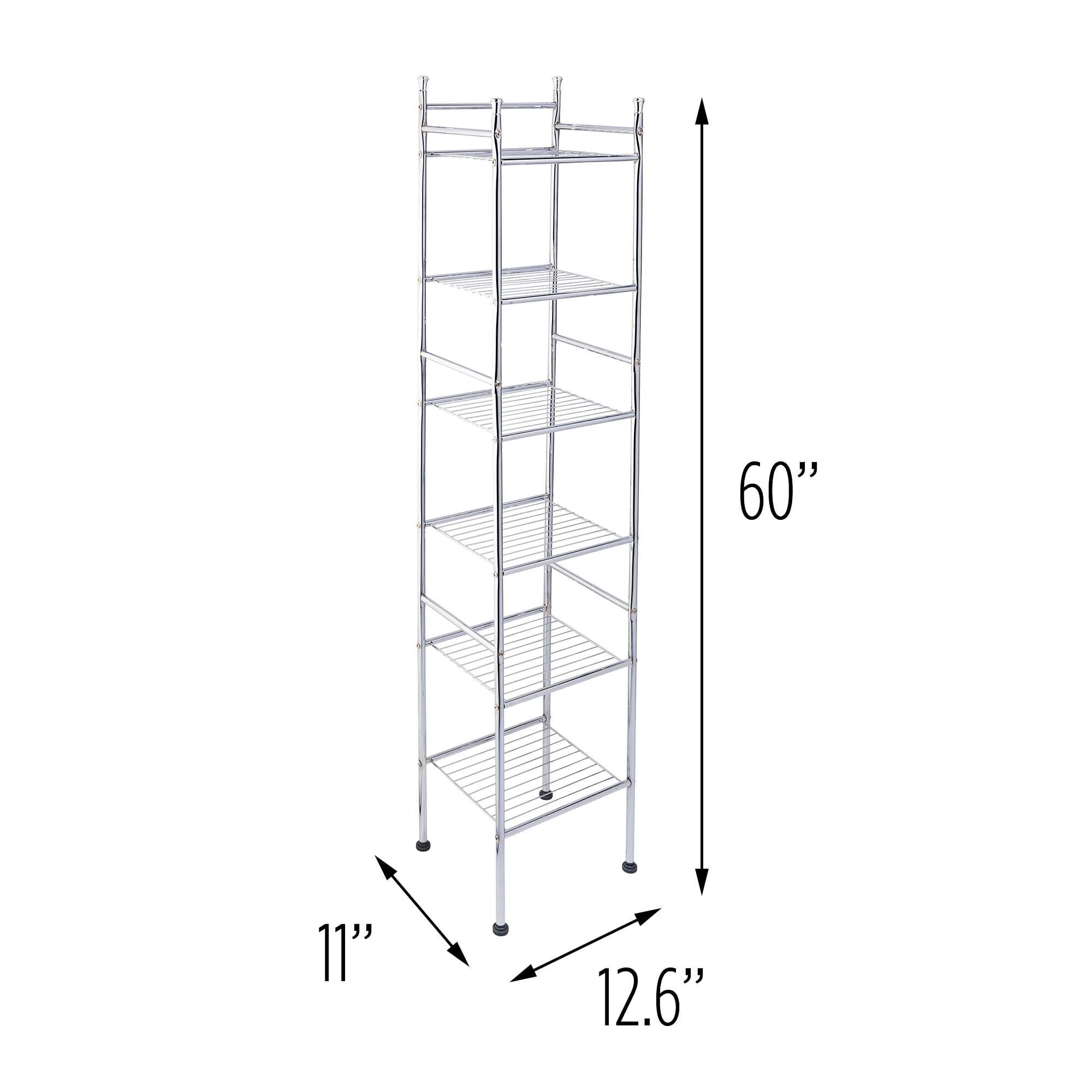 Hooseng Yeekar 16.1 in. W x 12.2 in. D x 63.5 in. H Metal and MDF  Freestanding 6-Tier Bathroom Shelf in Brown HS36832312 - The Home Depot