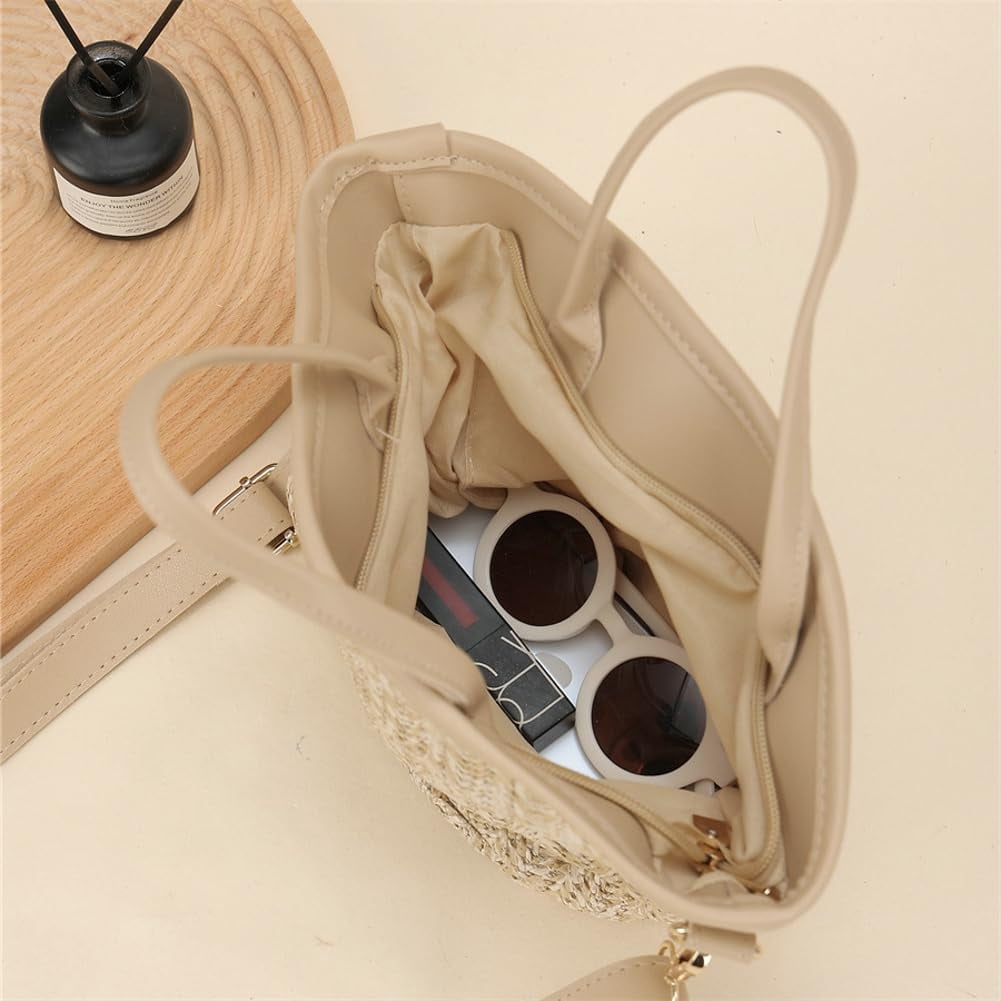 Municipal Straw Beach Bags for Women Woven Crossbody Bags Handmade Tote Bag Raffia Bag Straw Purse Sling Bag Handbag Summer Vacation