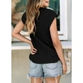 thumbnail image 6 of MOSHU Textured Womens Tops Casual Crewneck Basic Tee Shirts Cap Sleeve Summer Blouses, 6 of 9
