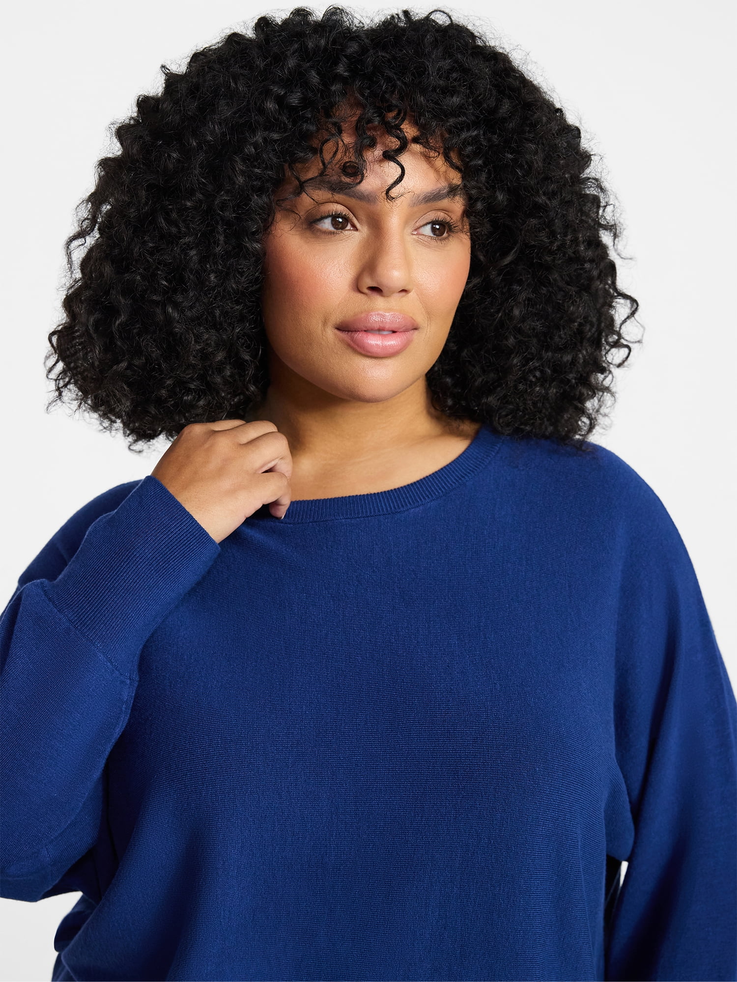 Terra & Sky Women's Plus Size Fine Gauge Dolman Sweater, Sizes 0X-5X