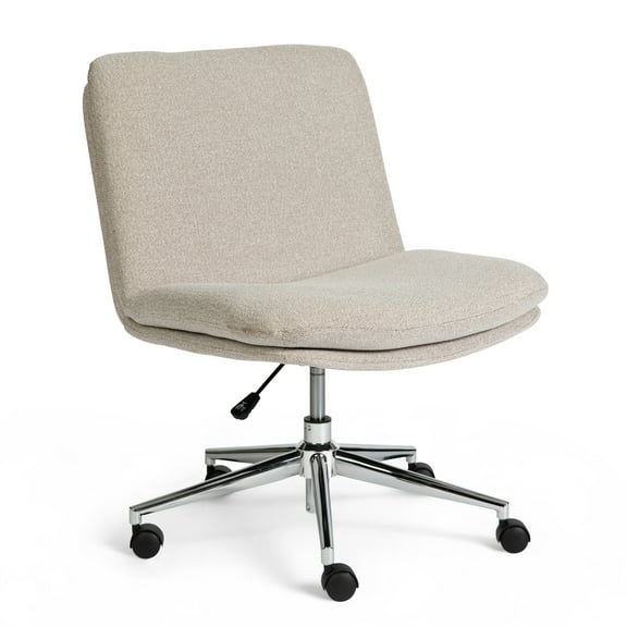 Martha Stewart Upholstered Office Chair in Grey White/Polished Nickel