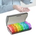 thumbnail image 1 of Pastillero portátil Pastillero Organizador de pastillas 5.3x3.4x2 pulgadas 7 Dispensador de pastillas diario Impermeable Apto para viajes para Negro y Multicolor Yinane Caja de almacenamiento de joyas, 1 of 8