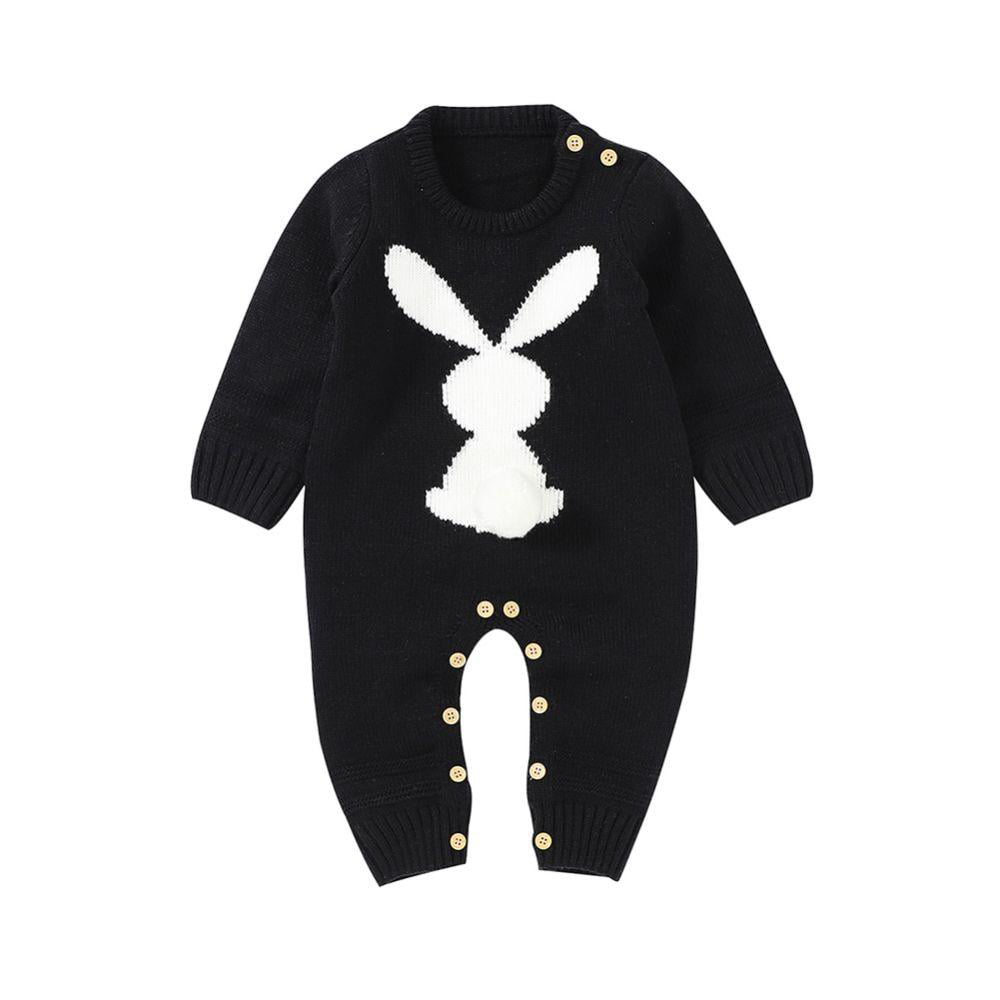 Infant Baby Girl Boy Bunny Cartoon Knit Sweater Romper Jumpsuit Autumn Clothes 