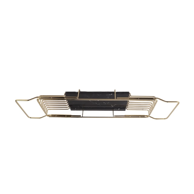Metal Marble Bathtub Rack Rack Rack Black Tray Bathroom Telescopic Rack Hotel Anti Slip Restroom Steel Marble Bathroom Tub Accessories
