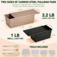 thumbnail image 3 of 1lb & 2.2lb  Pullman Bread Pan Set with Covers - Toolkit Included, Square Loaf Molds for Sandwich Bread & Sourdough, Complete Baking, 3 of 8
