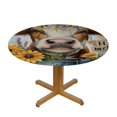 thumbnail image 3 of Orinice Cow Flowers Bucket Round Table Cover Stain Resistant Washable Indoor Outdoor Tablecloth Kitchen Dining Wedding Parties 100% Polyester Fiber 38-42, 3 of 8