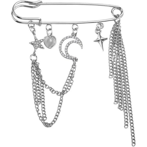 Y2k Chain Brooch Pins for Women Silver Gold Tassel Pin for Coat Collar Brooch Pin Y2k Punk Shoes Clothing Accessories