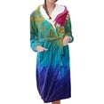 thumbnail image 1 of Women's Fleece Plush Robe Long Warm Plush Bathrobe Loungewear Jacket Printed Comfort Robe, 1 of 5