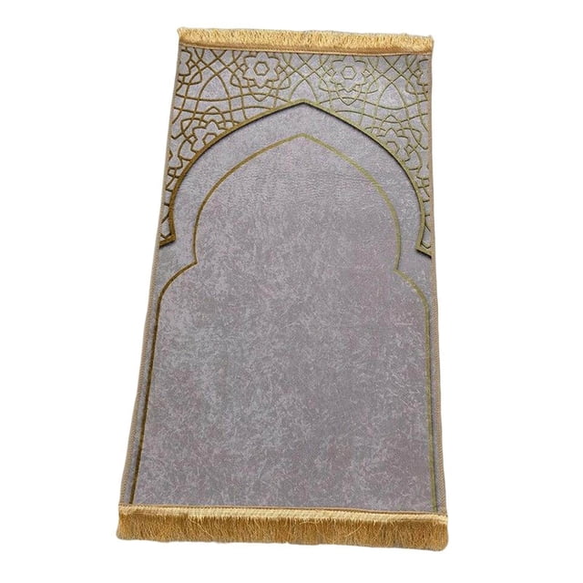 Xingzhi Prayer Rug Decoration Exquisite Polyester Nonslip for Eid Travel Meditation Grey