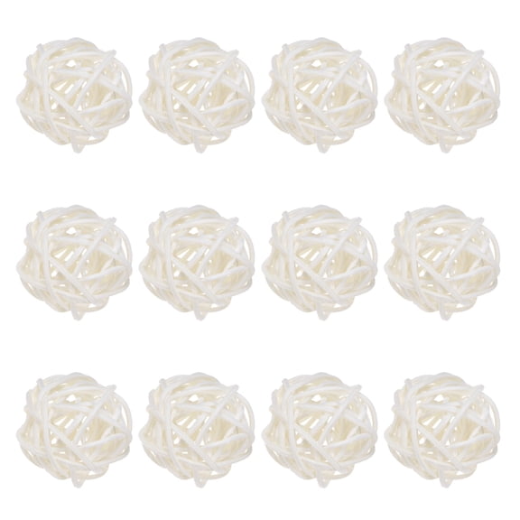 Uxcell 12-Pack Wicker Rattan Balls 40mm/1.6 Inch Decorative Rattan Balls for Christmas Weddings Thanksgiving White