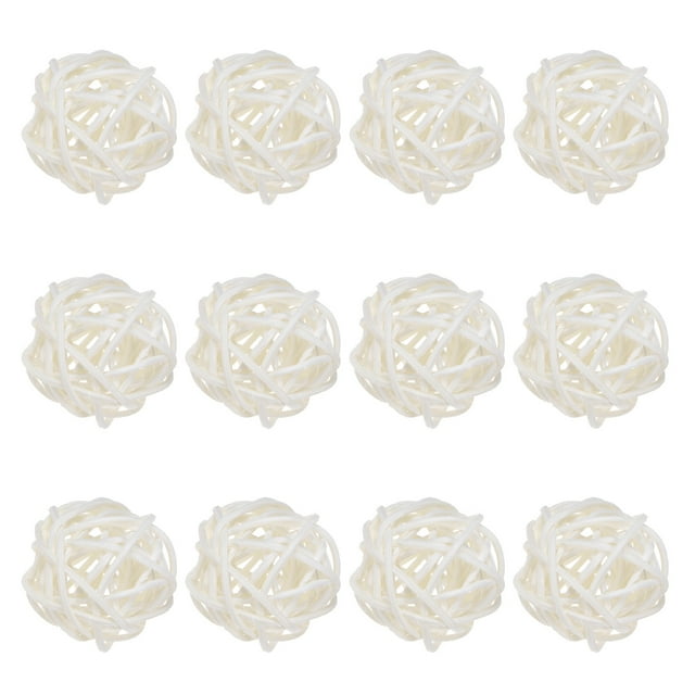 Uxcell 12-Pack Bolas Decorativas de Ratán de 40mm/1.6 Pulgadas para Navidad Bodas Acción de Gracias Blancas