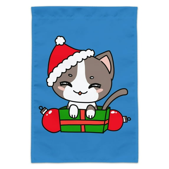 Merry Christmas Cute Kawaii Cat Kitten Garden Yard Flag