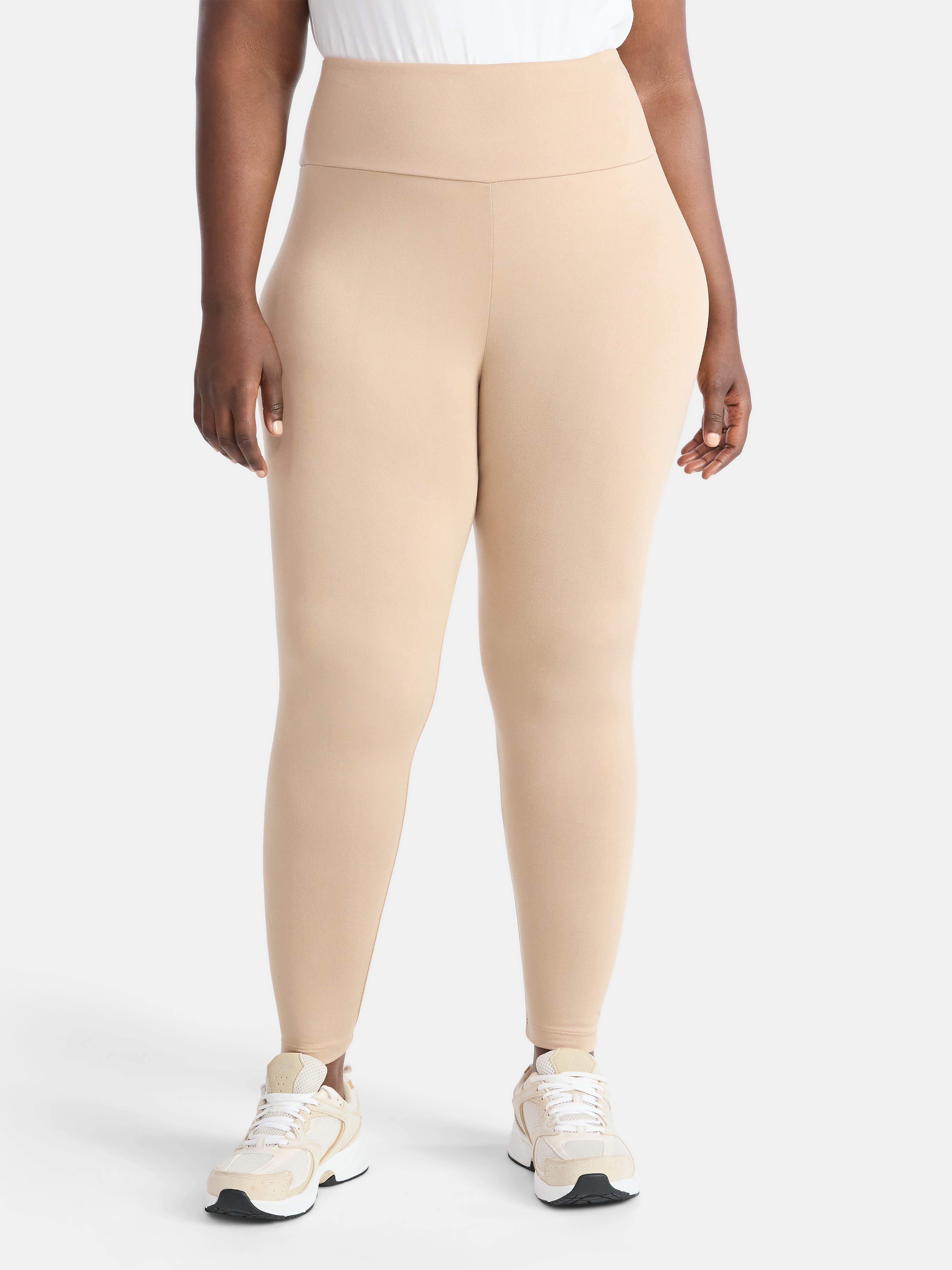 Feathers Plus size Women’s Cozy Lightweight Fleece-Lined Stretch Multipack Leggings for Everyday Wear, 2 Pack, Sizes 1X-4X