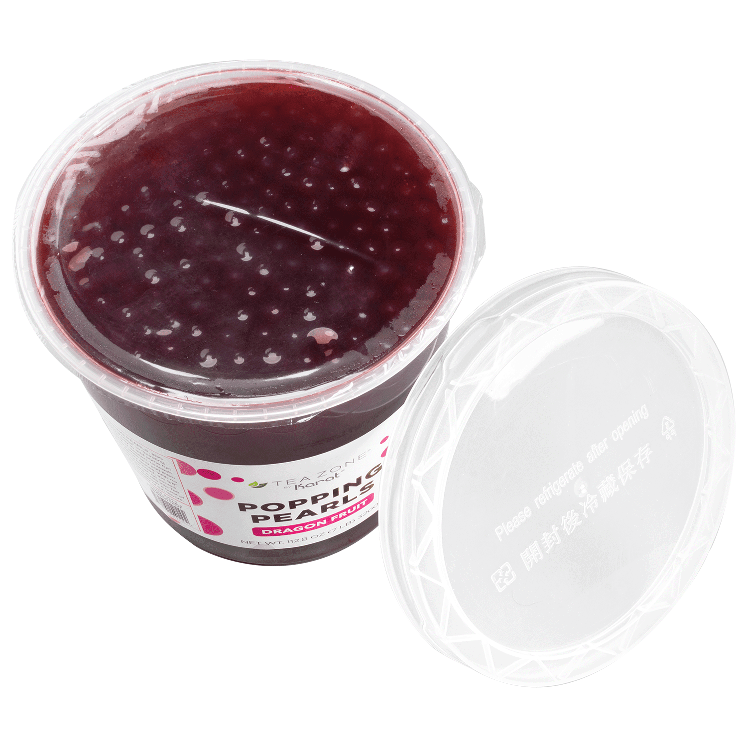 Tea Zone Dragon Fruit POPPING PEARLS™, for Beverage, Sweet snacks, Boba Milk Tea, Ready to Serve (7 lbs)