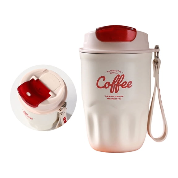 Aluhayos Commutes Coffee Tumblers with Carry Strap, Sip Lid Stainless Steels Vacuum Flask Insulated Cup for Desk Use and Everyday Travel