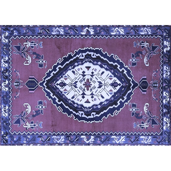 Ahgly Company Indoor Rectangle Medallion Blue Traditional Area Rugs, 2' x 5'