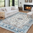 thumbnail image 7 of Yesfashion Carpets Area Rugs Washable 4*6 Area Rug Boho Floral Rug Indoor Traditional Anti Slip Backing Floor Carpet Bedroom Dining Room,Blue/Beige Blue Rice 4*6ft, 7 of 7