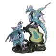 thumbnail image 4 of Dueling Dragons Family On Faux Emerald Quartz Geode LED Light Mountain Figurine, 4 of 10
