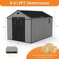 thumbnail image 2 of Domi 8x12 Ft Resin Outdoor Storage Shed with Floor, Weatherproof Plastic Garden Shed for Tools, Bikes, Lawn Mower, Patio & Backyard, 2 of 7