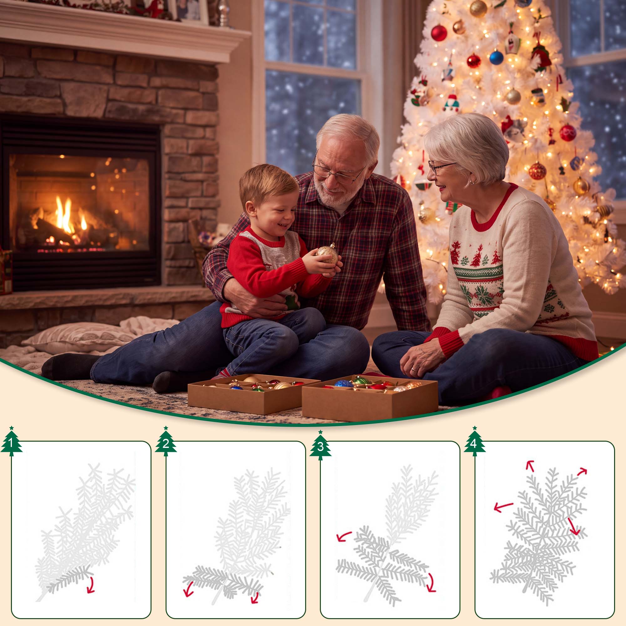 Yexmas 6 Ft Pre-Lit White Christmas Tree with Lights photo 8