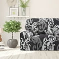thumbnail image 3 of PiccoCasa 1 Seater Sofa Slipcover Spandex Floral Print Couch Cover, Small Gray Black, 3 of 7