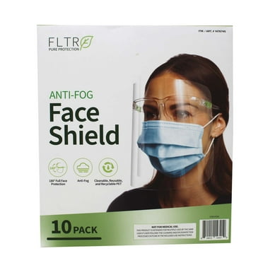 FLTR Anti-Fog Face Shield, Clear, 10 Count