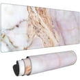 thumbnail image 5 of Extended Pink White Marble Gaming Mouse Pad XXL with Stitched Edges, Long Large Full Keyboard XL Desktop Mat Protector for Office Laptop Computer PC（31.5x11.8x0.12in）, 5 of 6
