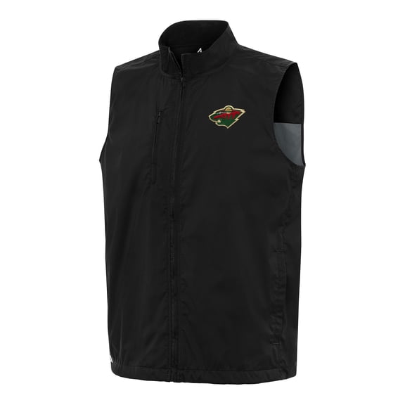 Men's Antigua  Black Minnesota Wild Brisk Full-Zip Vest