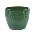 thumbnail image 6 of CQSXDA 3-Pack Antique Green Ceramic Planters, 15" 12" 9" Modern Indoor Outdoor Flower Pot w/Drainage, 6 of 10