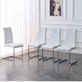 thumbnail image 6 of Modern 51 inch Transparent Dining Table and 4 Dining Chairs Set for Living Room Study Room, 4 Dining Chairs and a Transparent Dining Table Set (backrest Hollow Out Black Chairs with Table,White), 6 of 11