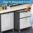 thumbnail image 4 of IKIMI Rolling Tool Cabinet with Drawer and Lockable Doors, Metal Garage Storage Cabinet with Wheels, Adjustable Shelf, Black/Gray, 4 of 11