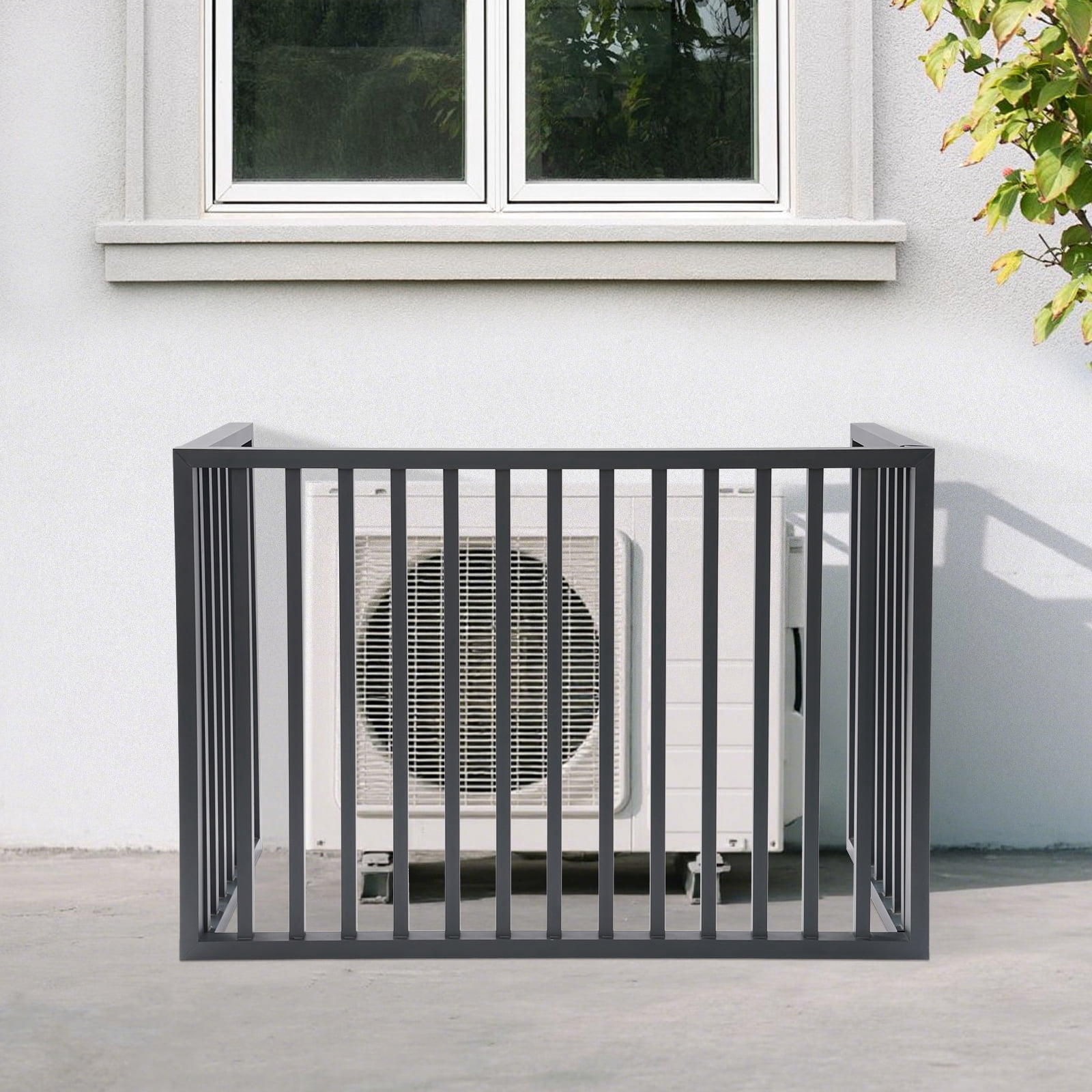 ToppiJoy 1.5P 3 Panels Air Conditioner Fence, Drill-Type Louvered Grille AC Unit Fence Outdoor, for Outdoor Trash Can, Dark Grey