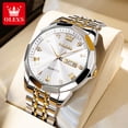 thumbnail image 3 of OLEVS Watches for Men Business Dress Analog Quartz Two Tone Gold Plated Stainless Steel Classic Waterproof Luminous Date Casual Mens Wrist Watches Reloj Para Hombre, 3 of 13