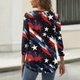 thumbnail image 2 of Women's Independence Day 3/4 Sleeve Sweaters, Flag Printed Button Neck Blouses for Women, Spring Oversized Light Fit Tops, 2 of 5