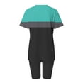 thumbnail image 4 of GERsome Womens 2 Piece Outfits Sweatsuits Summer Short Sleeve Loungewear Tracksuit Color Block V Neck Lounge Shorts Sets S-3XL, 4 of 5
