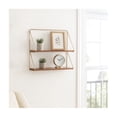 thumbnail image 4 of Sagebrook Home Metal & Wood Wall Storage Shelf - 2-Tier Floating Shelves with Gold Iron Frame, Pine Wood Shelves for Home, Office, Bedroom, Living Room - Modern Wall Decor - 20" Gold & Wood, 4 of 7