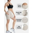 thumbnail image 6 of WLJ Women Cross-Over Butt Lift Ribbed Tummy Control High Waist Yoga Shorts, 6 of 6