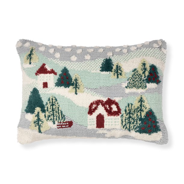 Better Homes & Gardens Holiday Village Outdoor Throw Pillow, 14" x 20