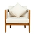 thumbnail image 2 of Christopher Knight Home Outdoor Woven Rope Lounge Chair with Cushions, Solid Wood Frame, Beige, 2 of 13