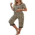 thumbnail image 3 of Ensemble de Pyjama pour Femmes, Chemise à Manches Courtes et Pantalon Capri, Tenue de Nuit, Ensembles de Pjs, Tenue de Nuit Douce, 3 of 6