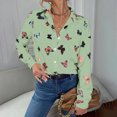 thumbnail image 2 of Blusa estampada de manga larga con botones sueltos en la parte superior de solapa casual de moda para mujer Fridja  bvmnju7617, 2 of 8
