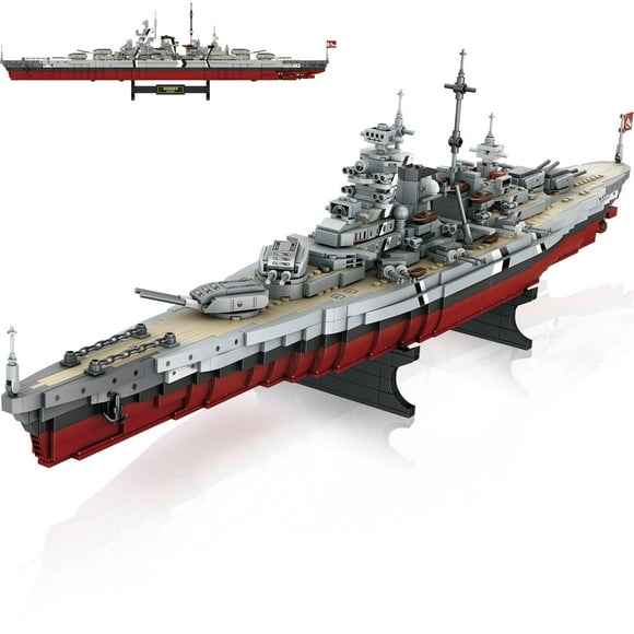 NUTCRACKER Ensemble de Blocs de Construction Battleship Bismarck - Grand Modèle de Classe MOC Militaire World-Bismarck, Présentoir de Collection Jouets de Bateau de Bataille pour Adultes Adolescents