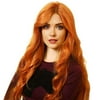 QUEENTAS 24" Ginger Long Wigs Water Wave Wigs Synthetic Deep Wavy Wig with Bangs Layered Curly Wig