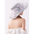 thumbnail image 5 of Women's Organza Church Hat- Fascinator Bridal Floral Tea Party Wedding Hat, Flower Wide Brim Sun Hat, 5 of 6