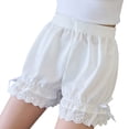 thumbnail image 2 of CPNG Girls Fashion Lace Trim Shorts Summer Thin Solid Color Loose Casual Shorts Elastic High Waist Shorts(White,15-16 Years), 2 of 5