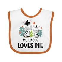 Inktastic Zebra My Uncle Loves Me Boys or Girls Baby Bib