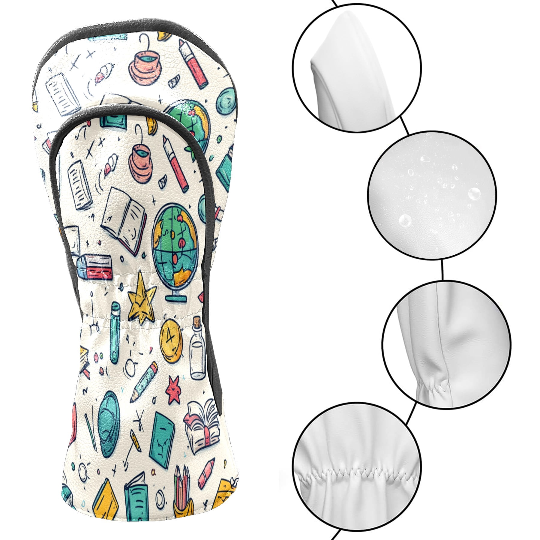 Golf Club Covers PU Leather Waterproof Head Covers for Fairway Woods Hybrids