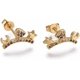 thumbnail image 1 of Un par de pendientes de latón con micro pavé de circonitas cúbicas. Pendientes sencillos con forma de corazón, estrella y luna. Diseño con tuercas de latón., 1 of 2