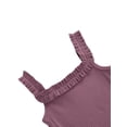 thumbnail image 5 of Qiylii 2 Pcs Baby Girl Solid Color Clothes Set, Ruffled Sleeveless Romper+Shorts, 5 of 8
