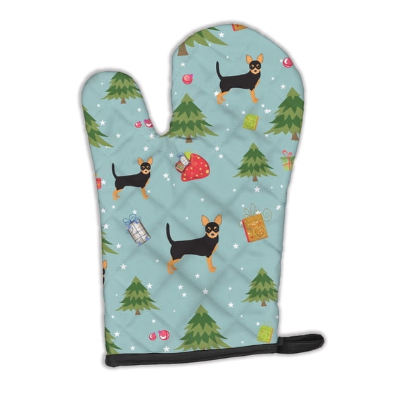 Christmas Black Tan Chihuahua Oven Mitt